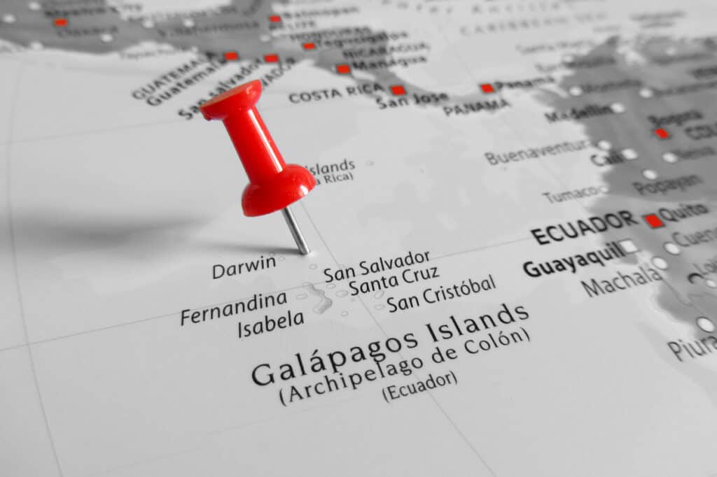 The title page picture for the blog post The best Galapagos Island Tours for seniors. A picture of a map of the islands.