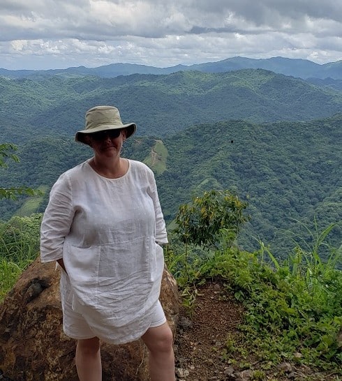 Hiking in Costa Rica. Author standing part way up Fraser Mountain.