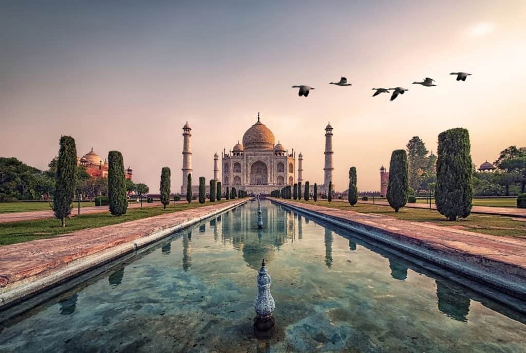 Taj Mahal in sunrise light, Agra, India