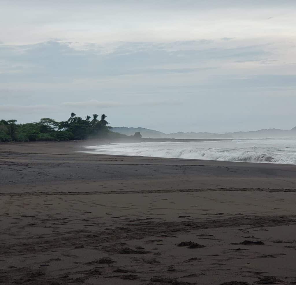 The black sand beach at Ostional just before sunset. I took this picture on a trip to this beach town during rainy season in 2021. Photo by author