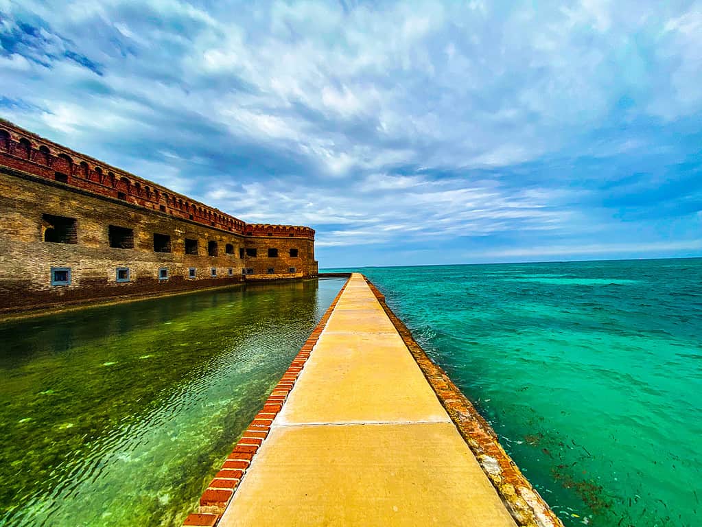 At Dry Tortugas National Park, on a walkway beside Fort Jefferson. Just one of many great Florida Tours for Active Seniors