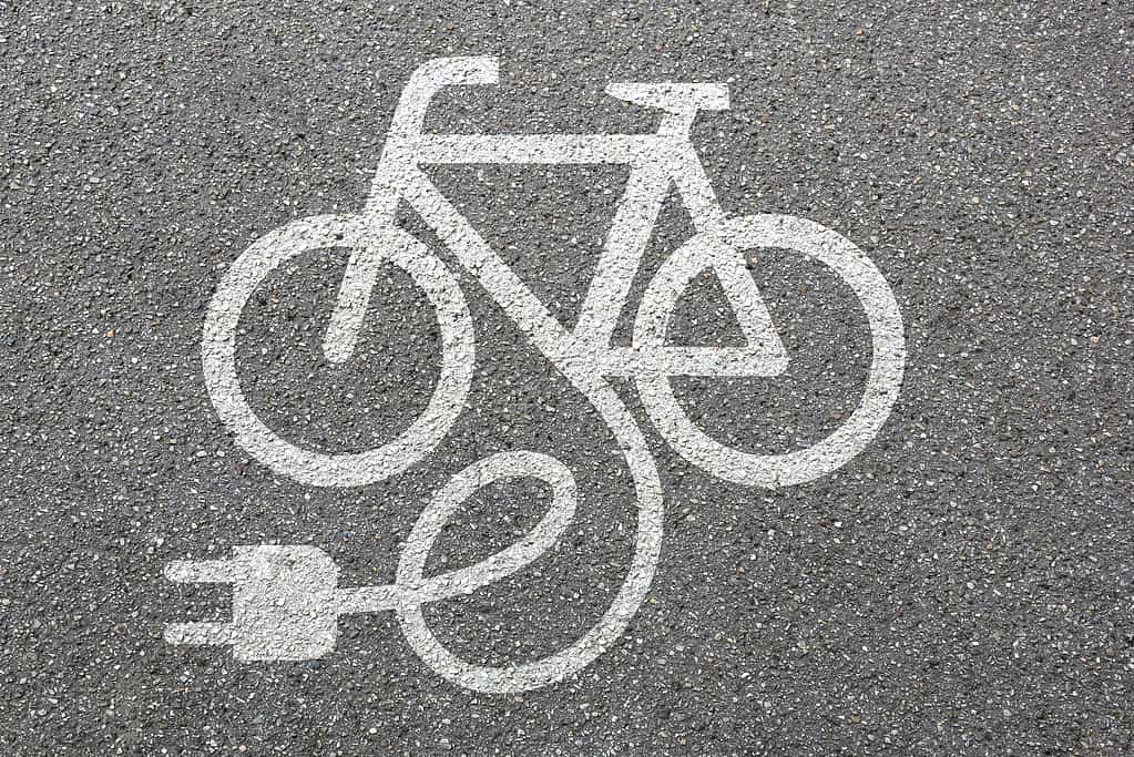 chalk outline of an e-bike.