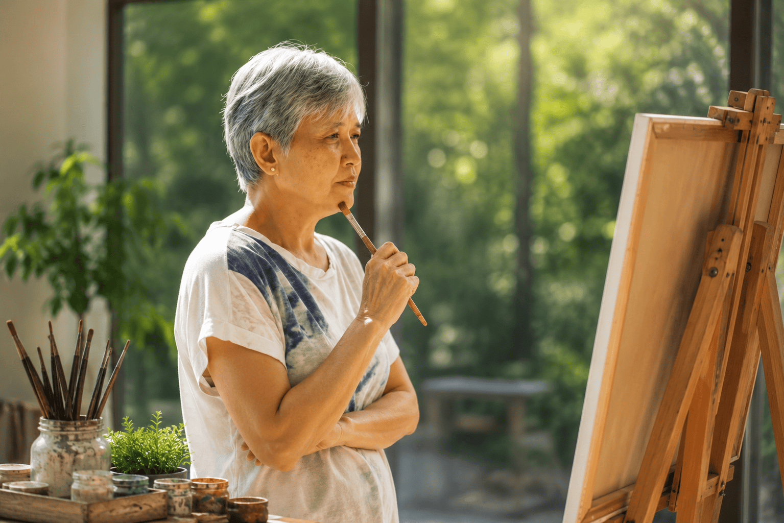 woman painting, boredom in retirement