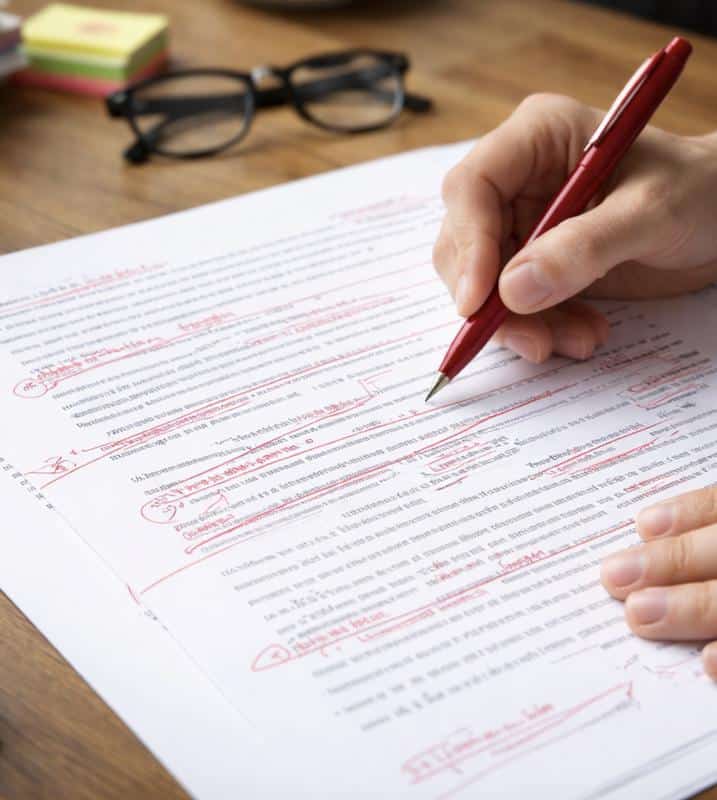 essay corrected in red ink by teacher for reading comprehension essay